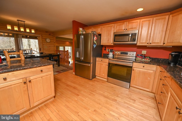 1419 Sandy Shores Rd, Mc Henry, MD 21541 - kitchen with light brown cabinets, light wood finished floors, and appliances with stainless steel finishes
