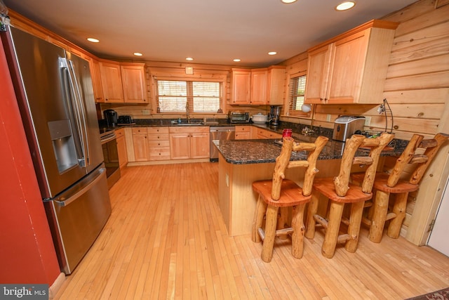 1419 Sandy Shores Rd, Mc Henry, MD 21541 - kitchen with a healthy amount of sunlight, light wood-style floors, a peninsula, and appliances with stainless steel finishes