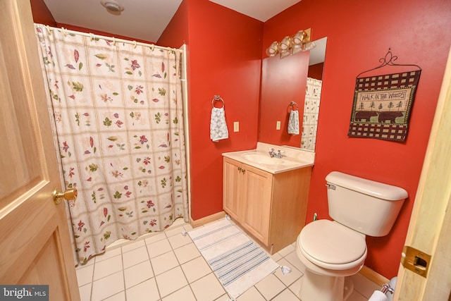 1419 Sandy Shores Rd, Mc Henry, MD 21541 - bathroom with a shower with curtain, tile patterned flooring, vanity, toilet, and baseboards
