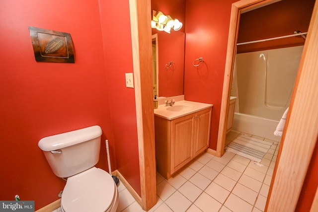 1419 Sandy Shores Rd, Mc Henry, MD 21541 - full bathroom with tile patterned floors, toilet, vanity,  shower combination, and baseboards