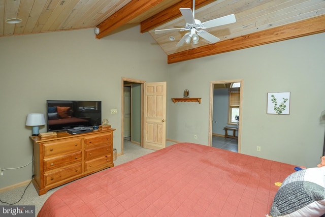 1419 Sandy Shores Rd, Mc Henry, MD 21541 - bedroom with vaulted ceiling with beams, carpet floors, baseboards, and wood ceiling