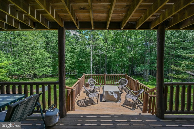 1419 Sandy Shores Rd, Mc Henry, MD 21541 - wooden deck featuring a forest view