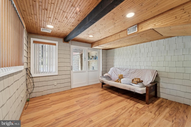 sitting room with recessed lighting, wood finished floors, and visible vents