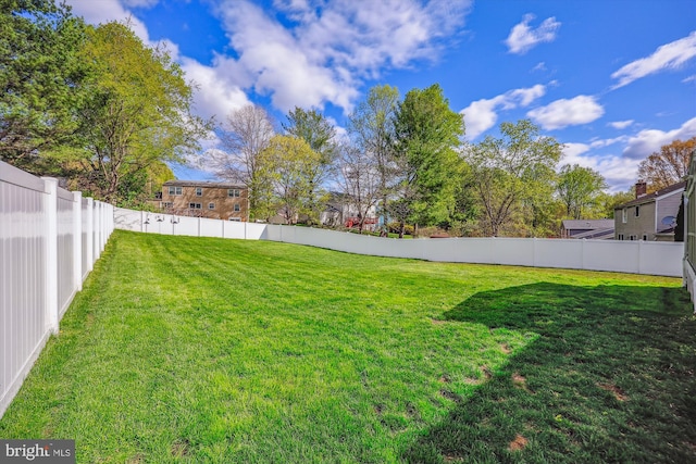 view of yard featuring a fenced backyard