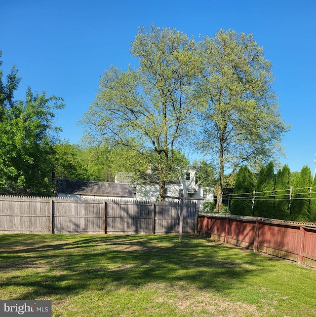 view of yard featuring a fenced backyard
