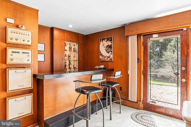 bar with wood walls and bar