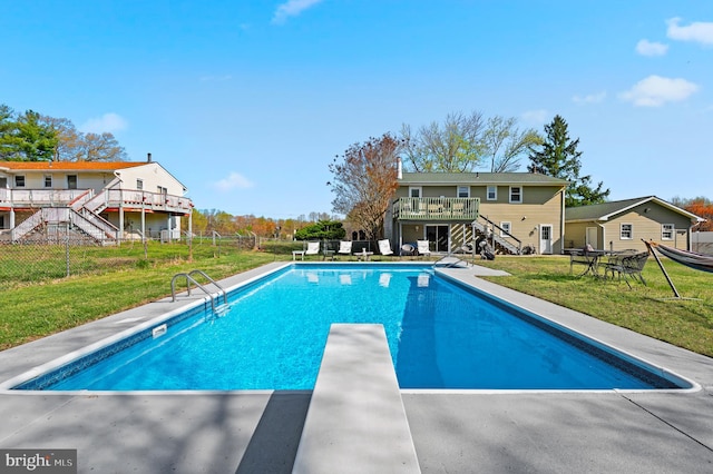 1350 Jewell Rd, Dunkirk, MD 20754 - view of swimming pool with stairway, a deck, and a diving board