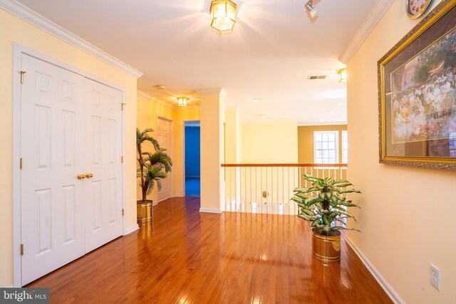 5 Susannah Dr, Chesterfield, NJ 08515 - hallway with wood finished floors, crown molding, and visible vents