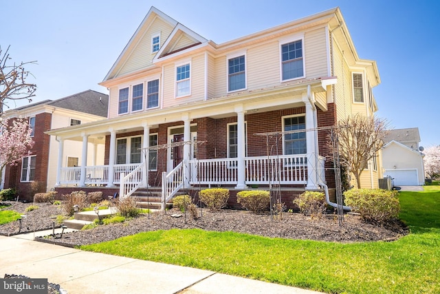 5 Susannah Dr, Chesterfield, NJ 08515 - view of front of home featuring central AC unit, covered porch, and brick siding