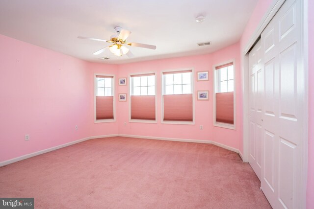 5 Susannah Dr, Chesterfield, NJ 08515 - spare room with a ceiling fan, visible vents, light colored carpet, and a wealth of natural light