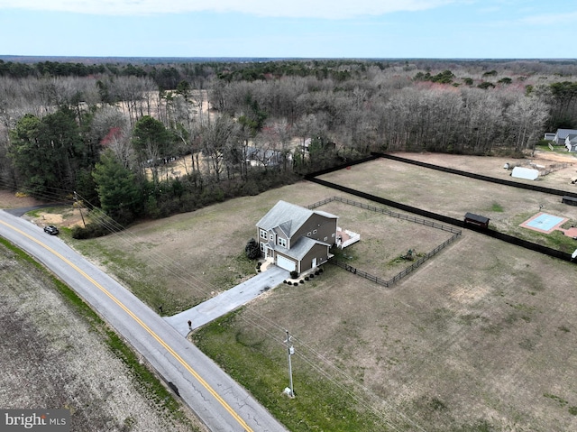 aerial view with a rural view