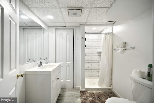 14 Longview Rd, Seven Valleys, PA 17360 - bathroom with toilet, wood finished floors, vanity, a stall shower, and baseboards