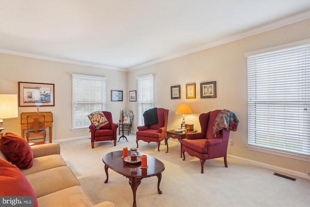 7906 Plum Creek Dr, Gaithersburg, MD 20879 - carpeted living area with ornamental molding and baseboards