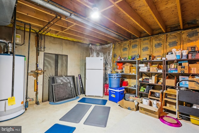 7906 Plum Creek Dr, Gaithersburg, MD 20879 - unfinished basement with freestanding refrigerator and water heater