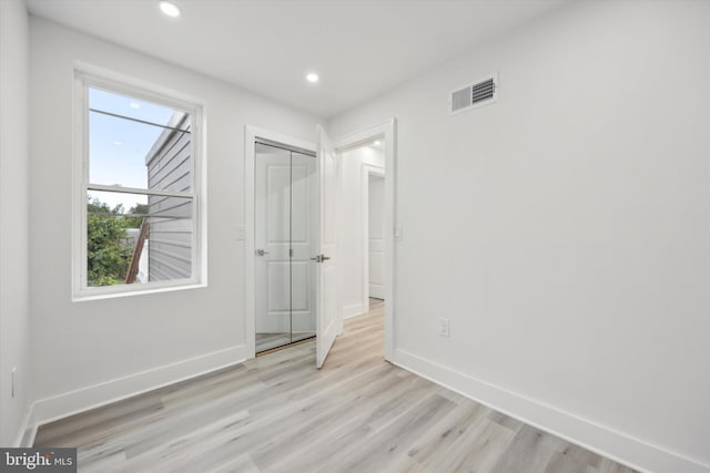 2811 C St, Philadelphia, PA 19134 - unfurnished bedroom with visible vents, baseboards, light wood finished floors, and recessed lighting