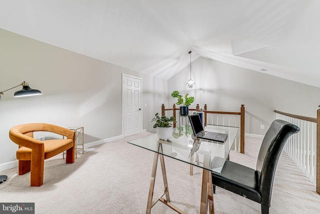 3568 S George Mason Dr Unit 12, Alexandria, VA 22302 - carpeted home office featuring vaulted ceiling and baseboards