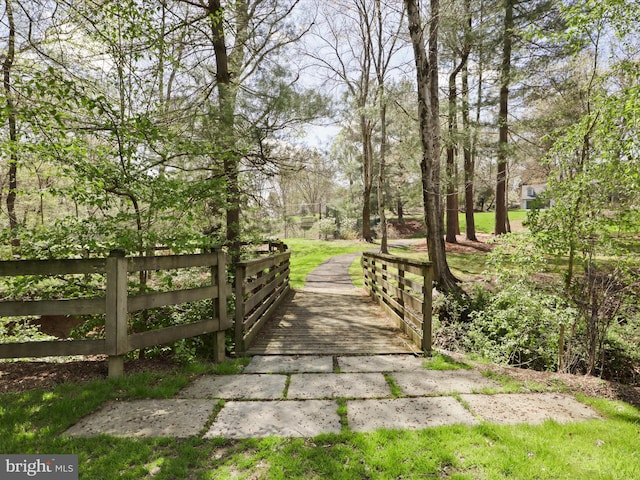 view of home's community with fence