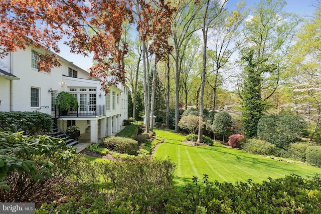 view of yard with stairs