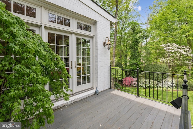 deck featuring french doors