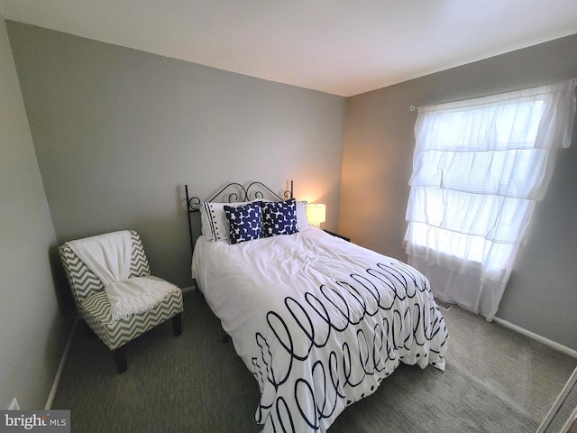 bedroom with baseboards and carpet floors