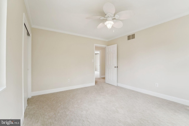 264 Capote Ct E, Severna Park, MD 21146 - unfurnished bedroom with light colored carpet, crown molding, baseboards, a closet, and ceiling fan