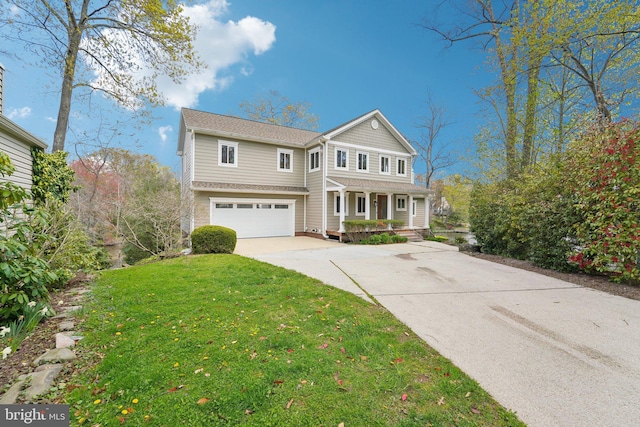 264 Capote Ct E, Severna Park, MD 21146 - traditional-style home featuring covered porch, concrete driveway, a garage, and a front yard