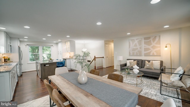 1601 Jubilation Ct, Herndon, VA 20170 - dining room with recessed lighting and dark wood-style floors