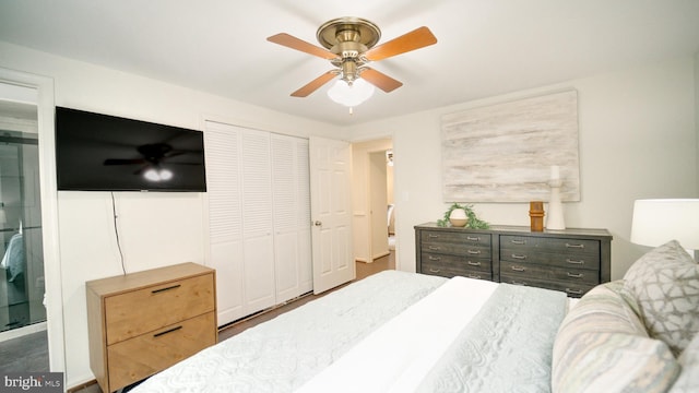 1601 Jubilation Ct, Herndon, VA 20170 - bedroom with a closet and a ceiling fan
