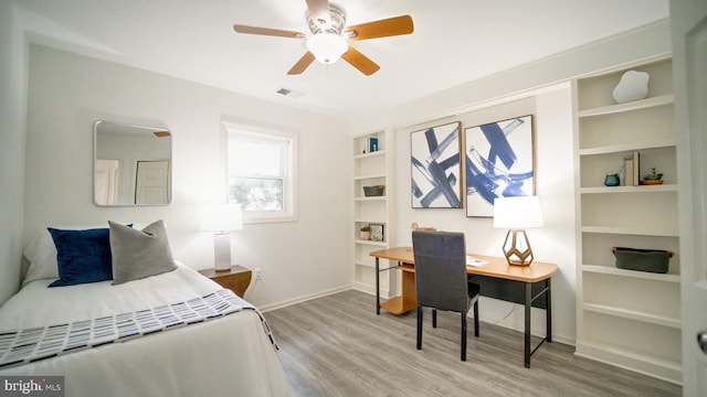 1601 Jubilation Ct, Herndon, VA 20170 - bedroom with wood finished floors, a desk, baseboards, and ceiling fan