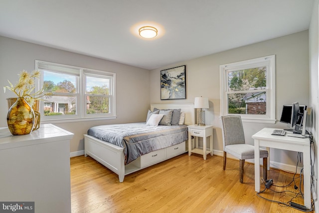6515 Walters Woods Dr, Falls Church, VA 22044 - bedroom with light wood-style floors, baseboards, and multiple windows