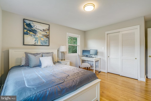 6515 Walters Woods Dr, Falls Church, VA 22044 - bedroom featuring light wood-style floors, a closet, and baseboards