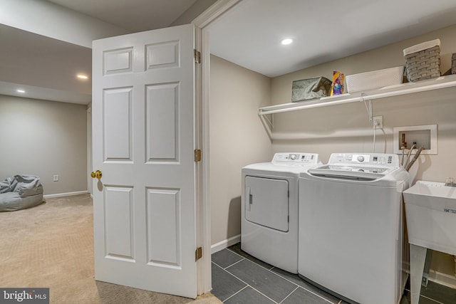 6515 Walters Woods Dr, Falls Church, VA 22044 - laundry area featuring recessed lighting, baseboards, washer and clothes dryer, and laundry area