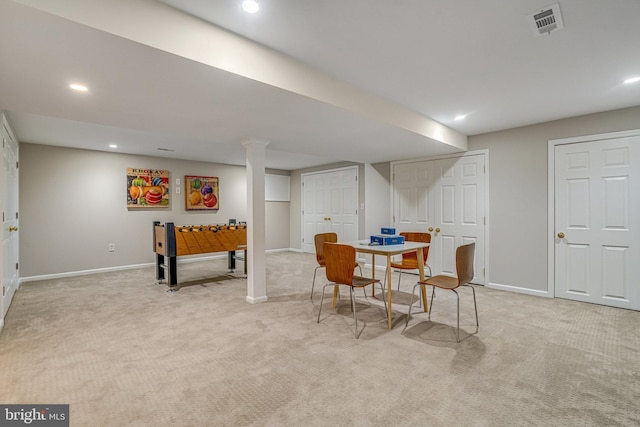6515 Walters Woods Dr, Falls Church, VA 22044 - dining space featuring recessed lighting, carpet floors, visible vents, and baseboards