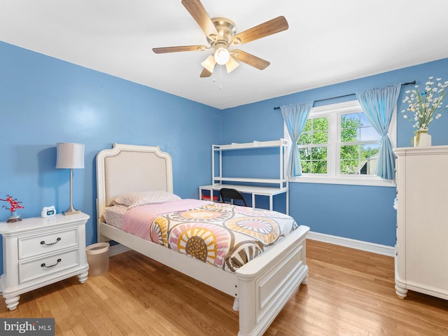 600 Maplewood Rd, Springfield, PA 19064 - bedroom with baseboards, ceiling fan, and wood finished floors