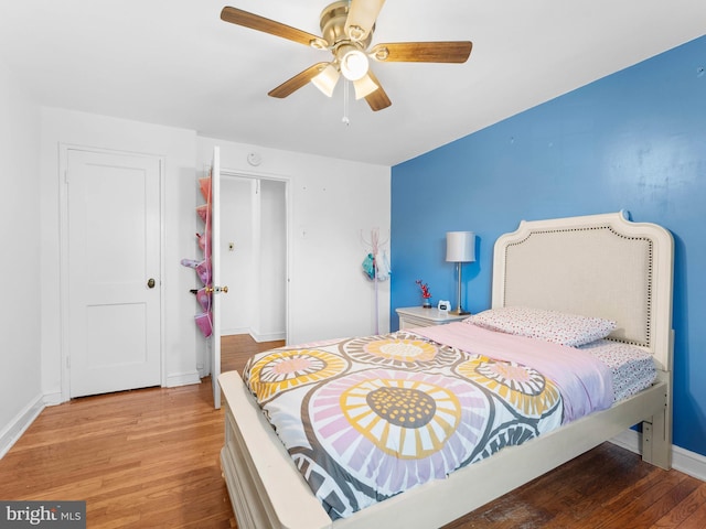 600 Maplewood Rd, Springfield, PA 19064 - bedroom featuring light wood-style floors, baseboards, and ceiling fan