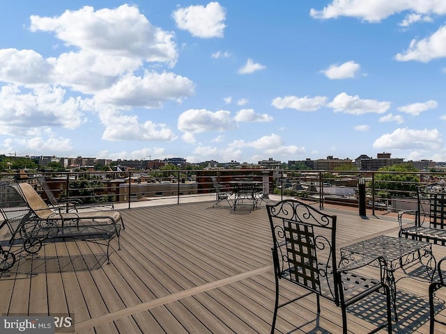 deck featuring a view of city