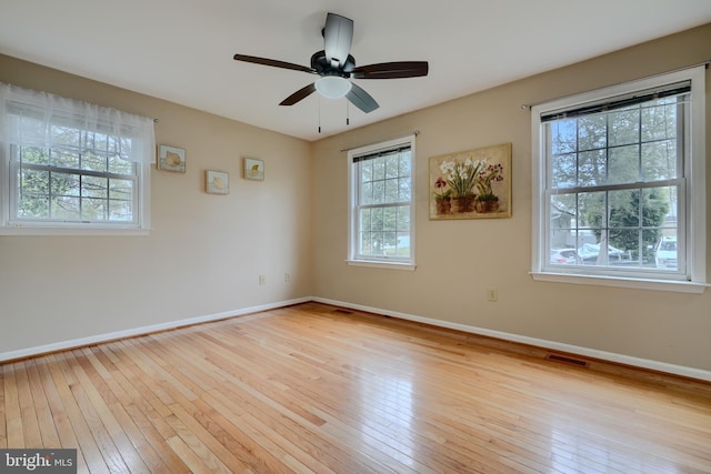 365 Hickory Trl, Crownsville, MD 21032 - empty room with baseboards, a ceiling fan, visible vents, and hardwood / wood-style flooring