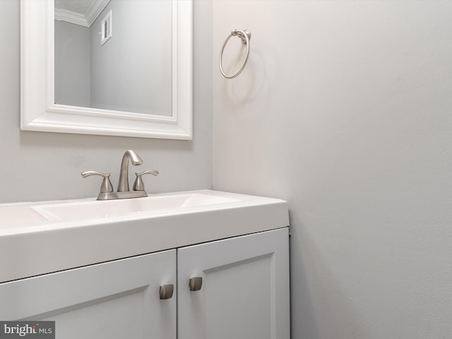 13347 Demetrias Way W, Germantown, MD 20874 - bathroom featuring crown molding, visible vents, and vanity