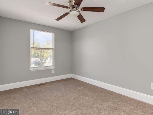 13347 Demetrias Way W, Germantown, MD 20874 - empty room featuring ceiling fan, carpet floors, a textured ceiling, baseboards, and visible vents