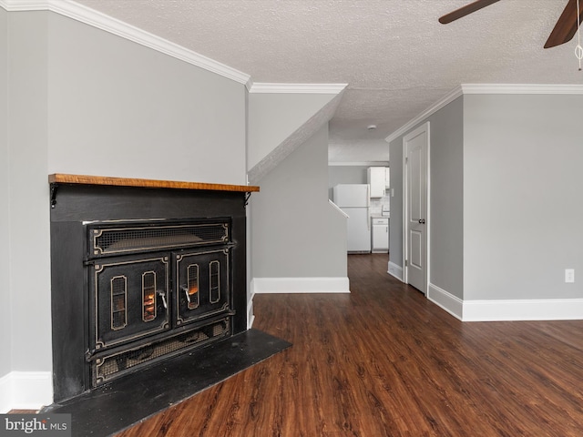 13347 Demetrias Way W, Germantown, MD 20874 - unfurnished living room featuring crown molding, baseboards, ceiling fan, and wood finished floors