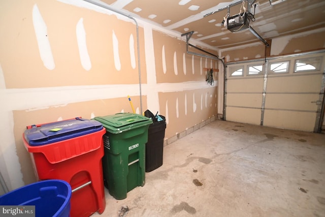 garage with a garage door opener