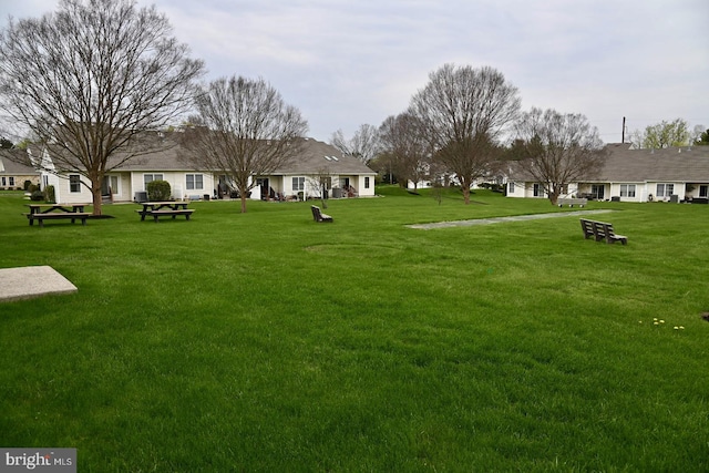 view of property's community with a yard