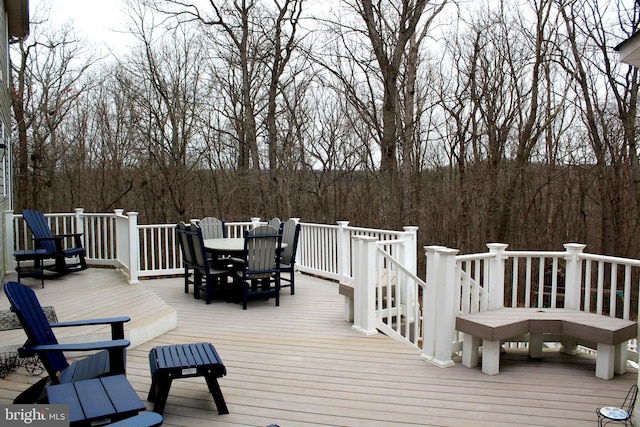 6 Copewood Ct, Manchester, MD 21102 - wooden deck featuring a wooded view and outdoor dining area