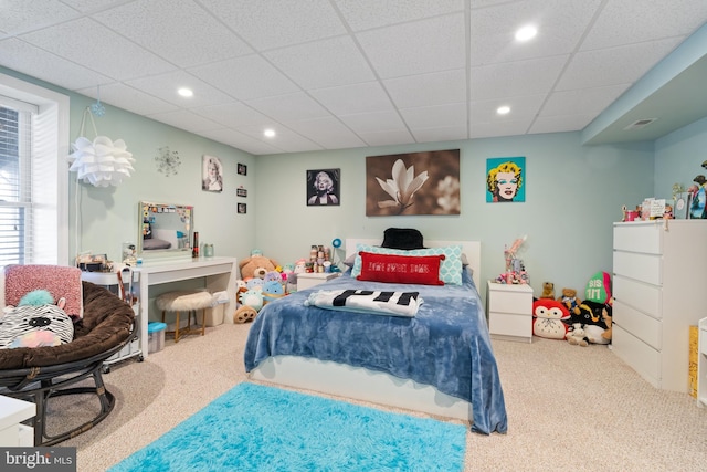 6 Copewood Ct, Manchester, MD 21102 - bedroom featuring recessed lighting, carpet flooring, a paneled ceiling, and visible vents