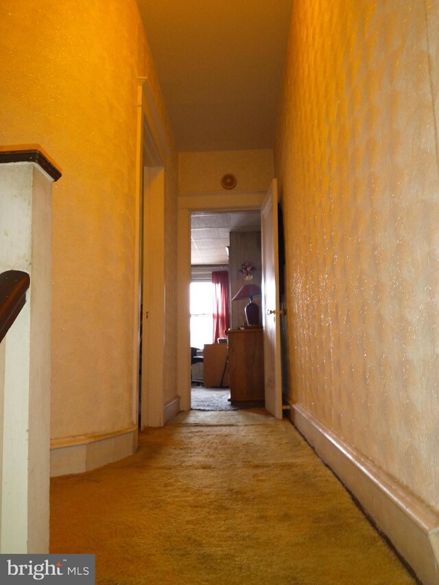 6812 Sprague St, Philadelphia, PA 19119 - hallway featuring carpet floors and a textured wall