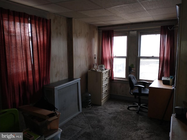 6812 Sprague St, Philadelphia, PA 19119 - home office featuring dark carpet and wood walls