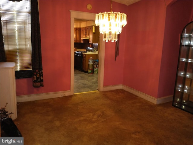 6812 Sprague St, Philadelphia, PA 19119 - dining area with carpet floors, baseboards, arched walkways, and a chandelier