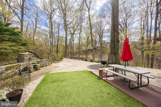 view of property's community featuring a lawn