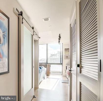hall with a barn door