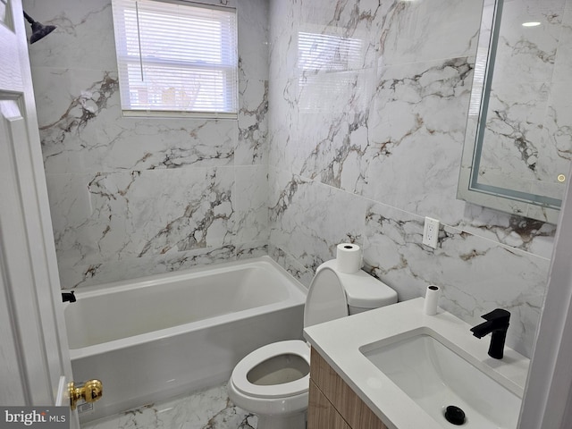 7204 Tabor Ave, Philadelphia, PA 19111 - full bath with toilet, tub / shower combination, marble finish floor, and vanity